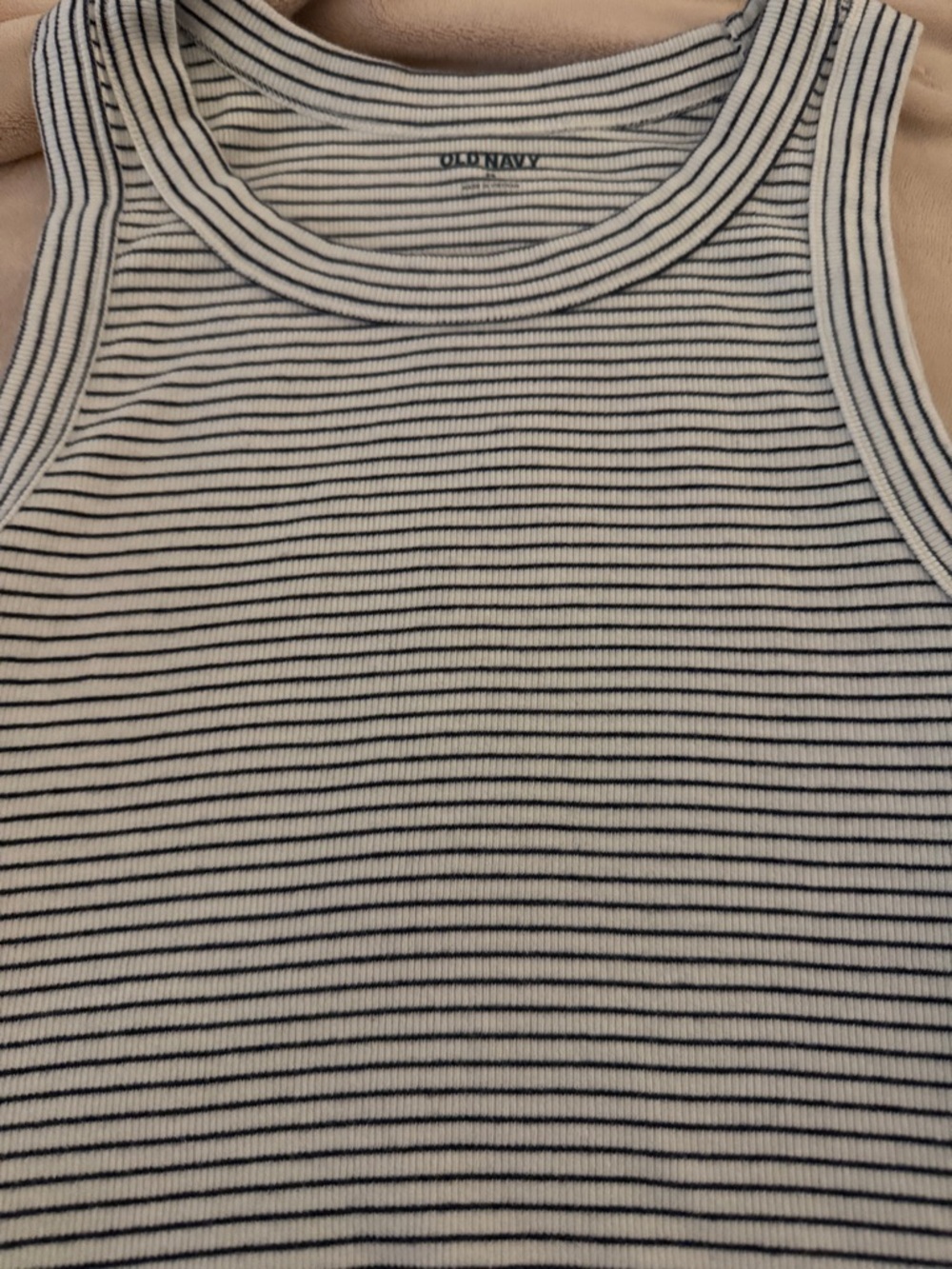 Old Navy White and Navy Ribbed Striped Tank